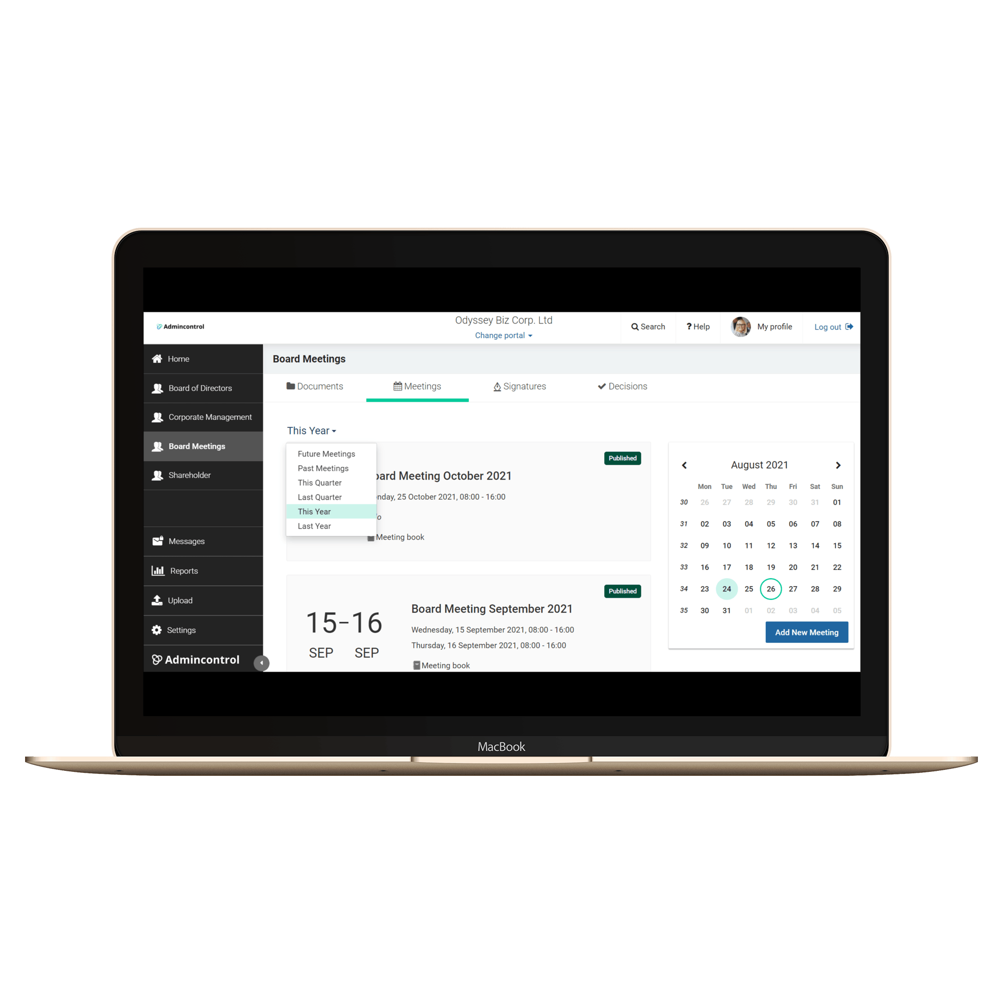 Admincontrol Board Portal Screenshot 1