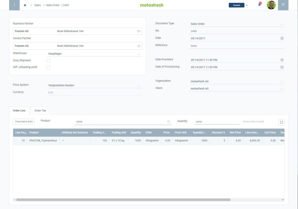metasfresh Screenshot 1