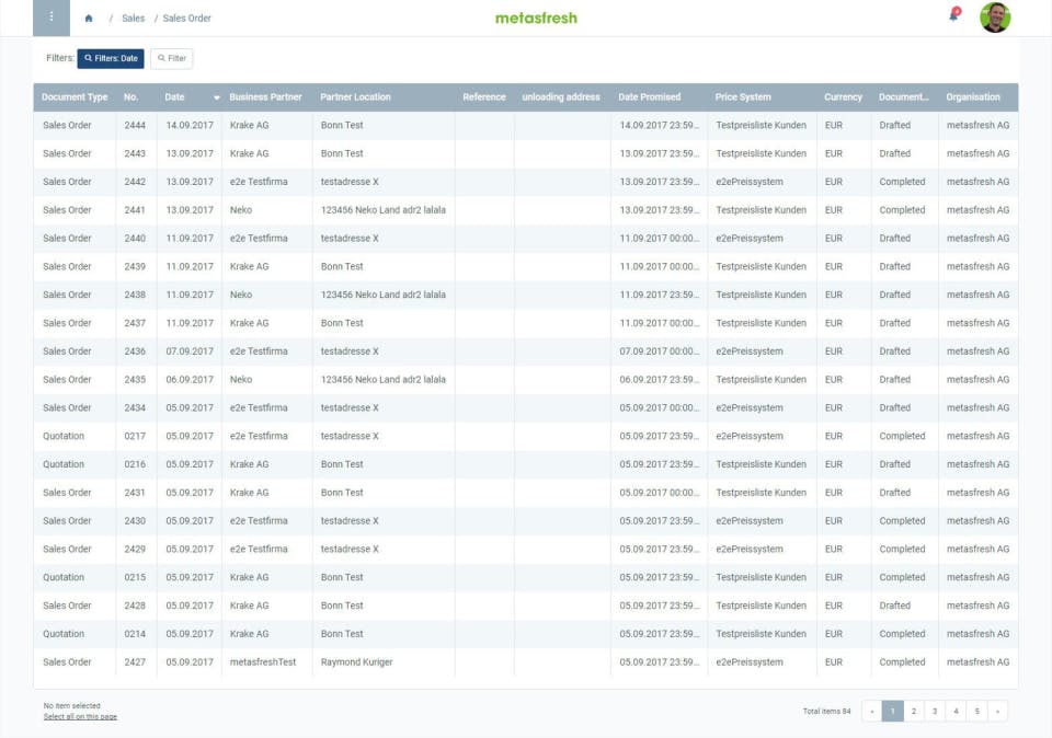 metasfresh Screenshot 2