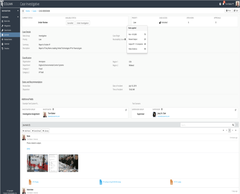 Column Case Management Screenshot 4
