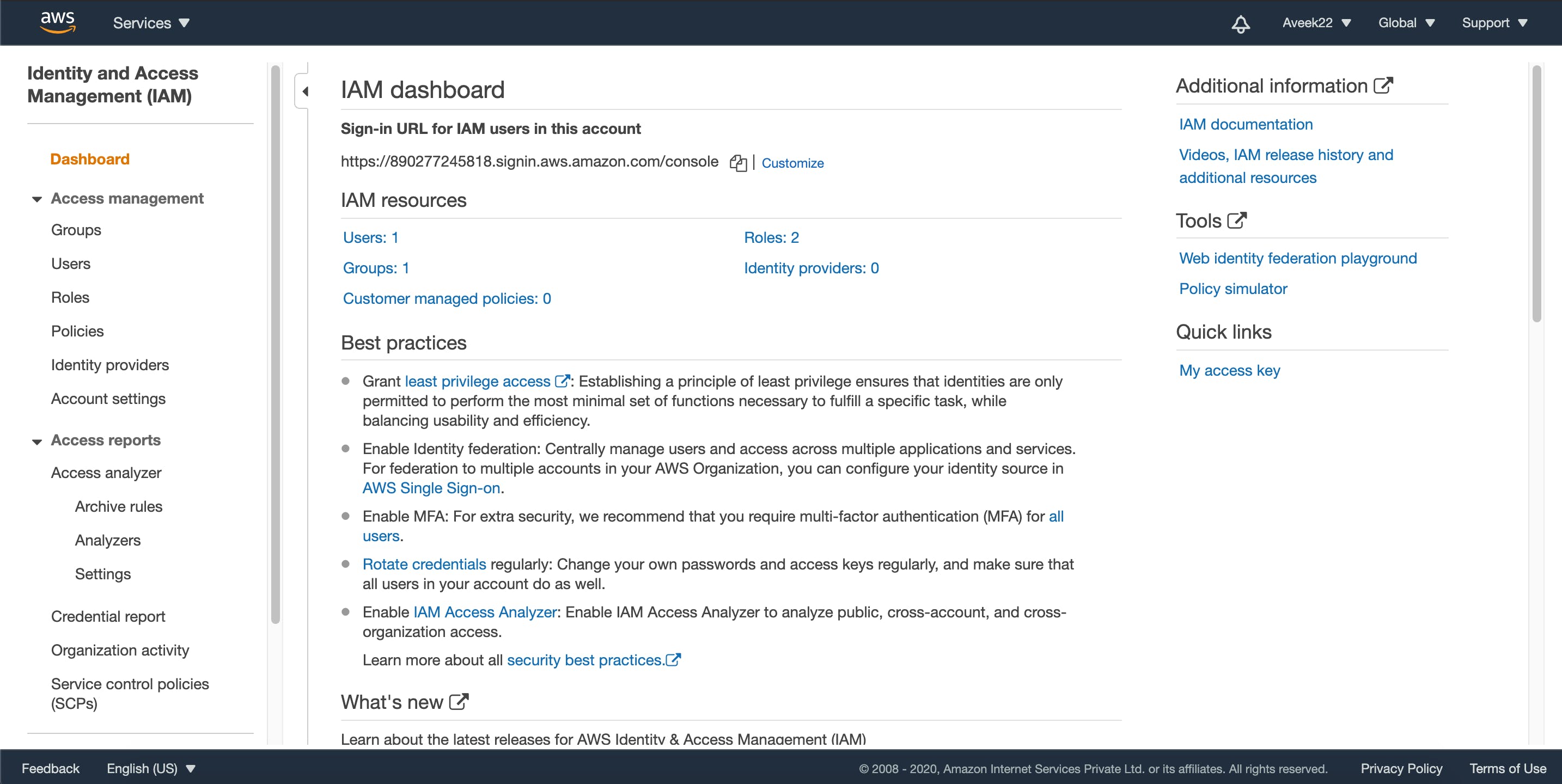 AWS Identity and Access Management (IAM) Screenshot 1
