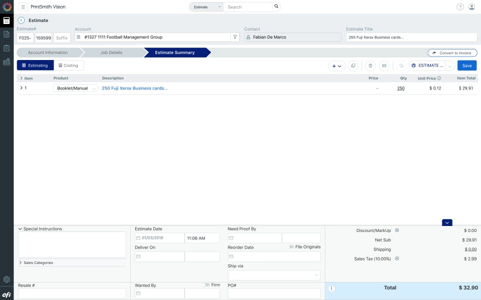PrintSmith Vision Screenshot 2