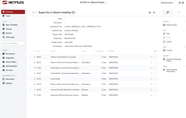 netfiles Board Room Screenshot 1