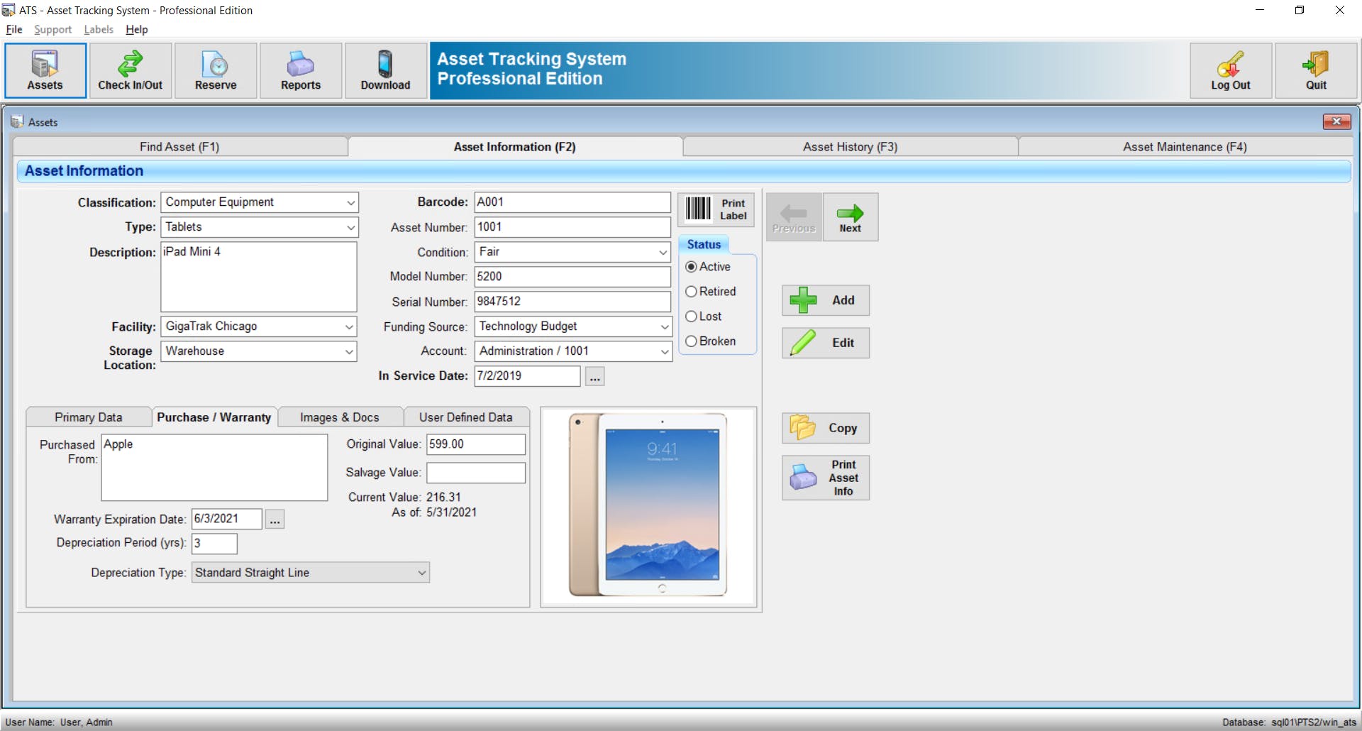 GigaTrak Asset Tracking System Screenshot 3