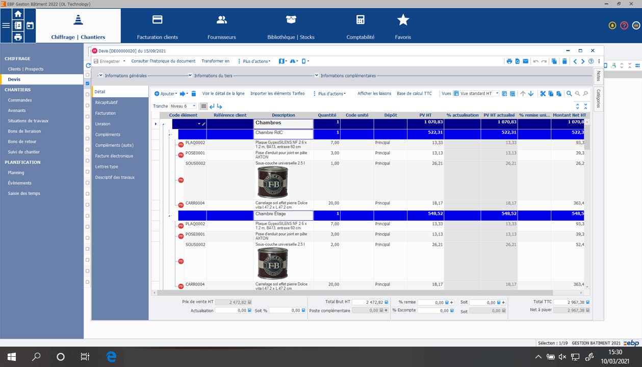 EBP Gestion Bâtiment Screenshot 1