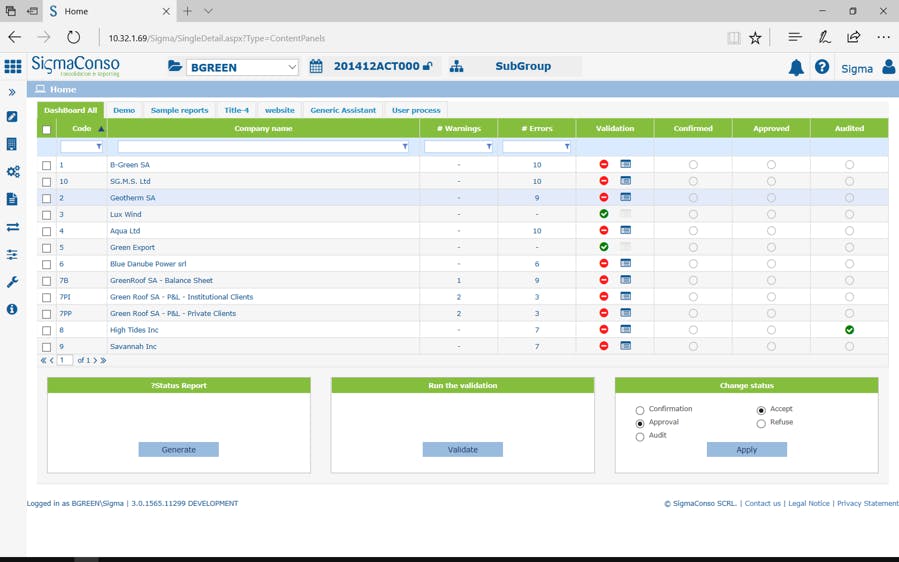 Sigma Conso Consolidation & Reporting Screenshot 2