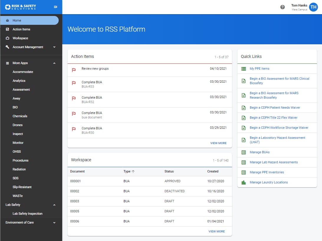 Risk and Safety Solutions Screenshot 1