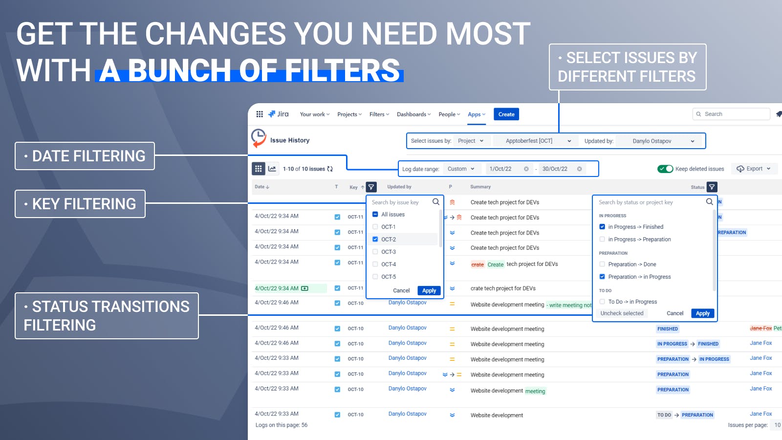Issue History for Jira Screenshot 1