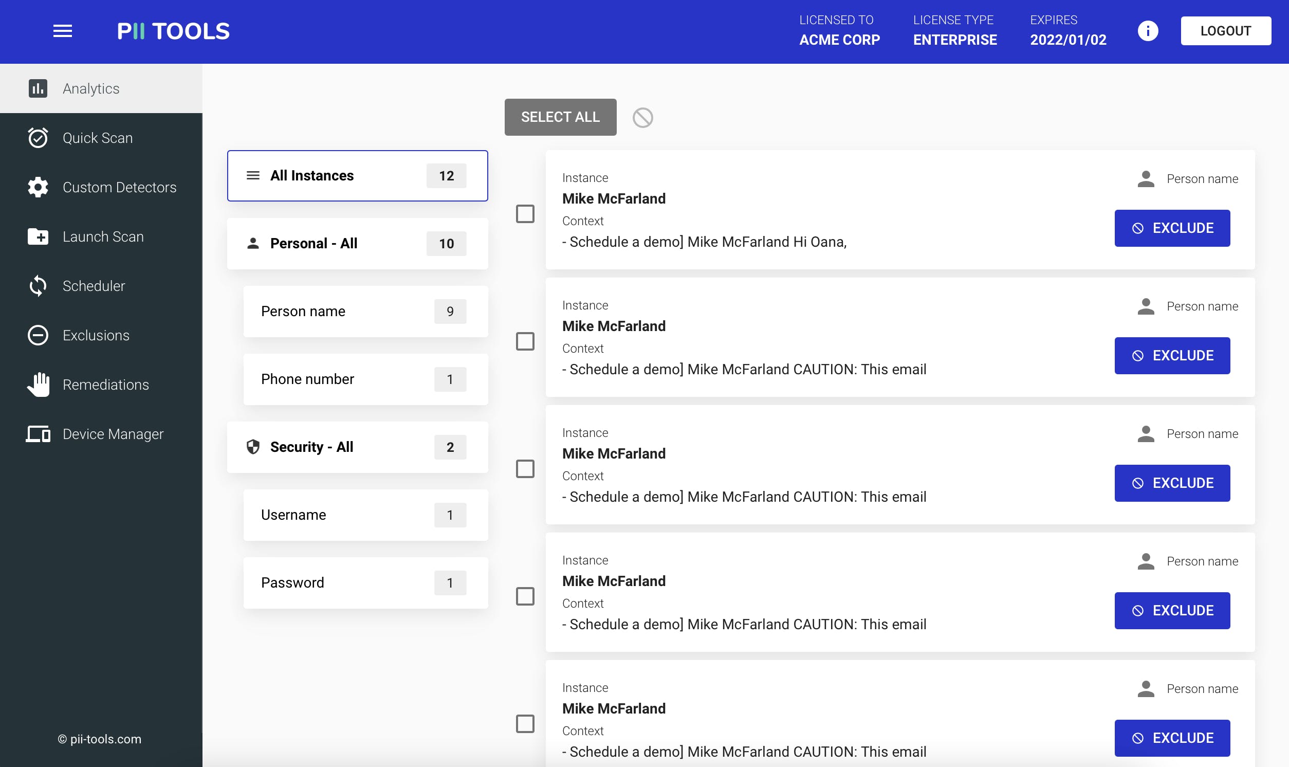 PII Tools Screenshot 3