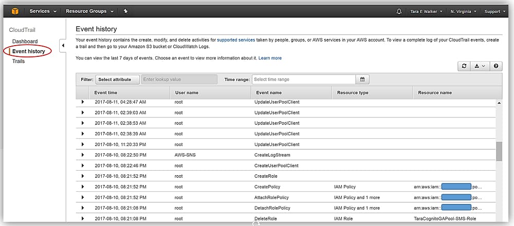 AWS CloudTrail Screenshot 1