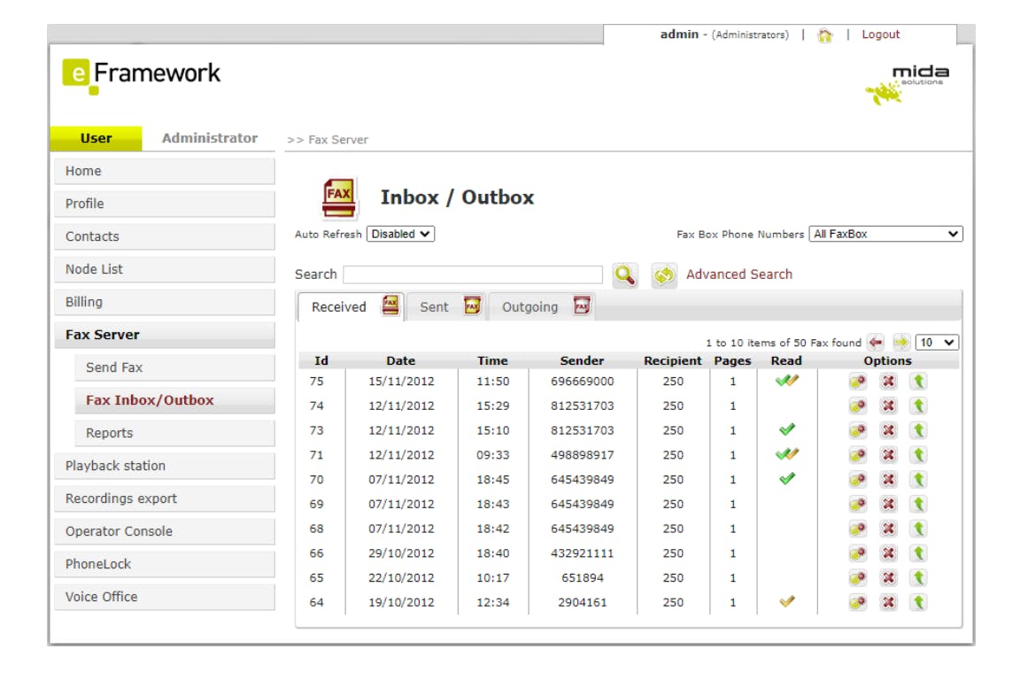 Mida FAX Server Screenshot 1