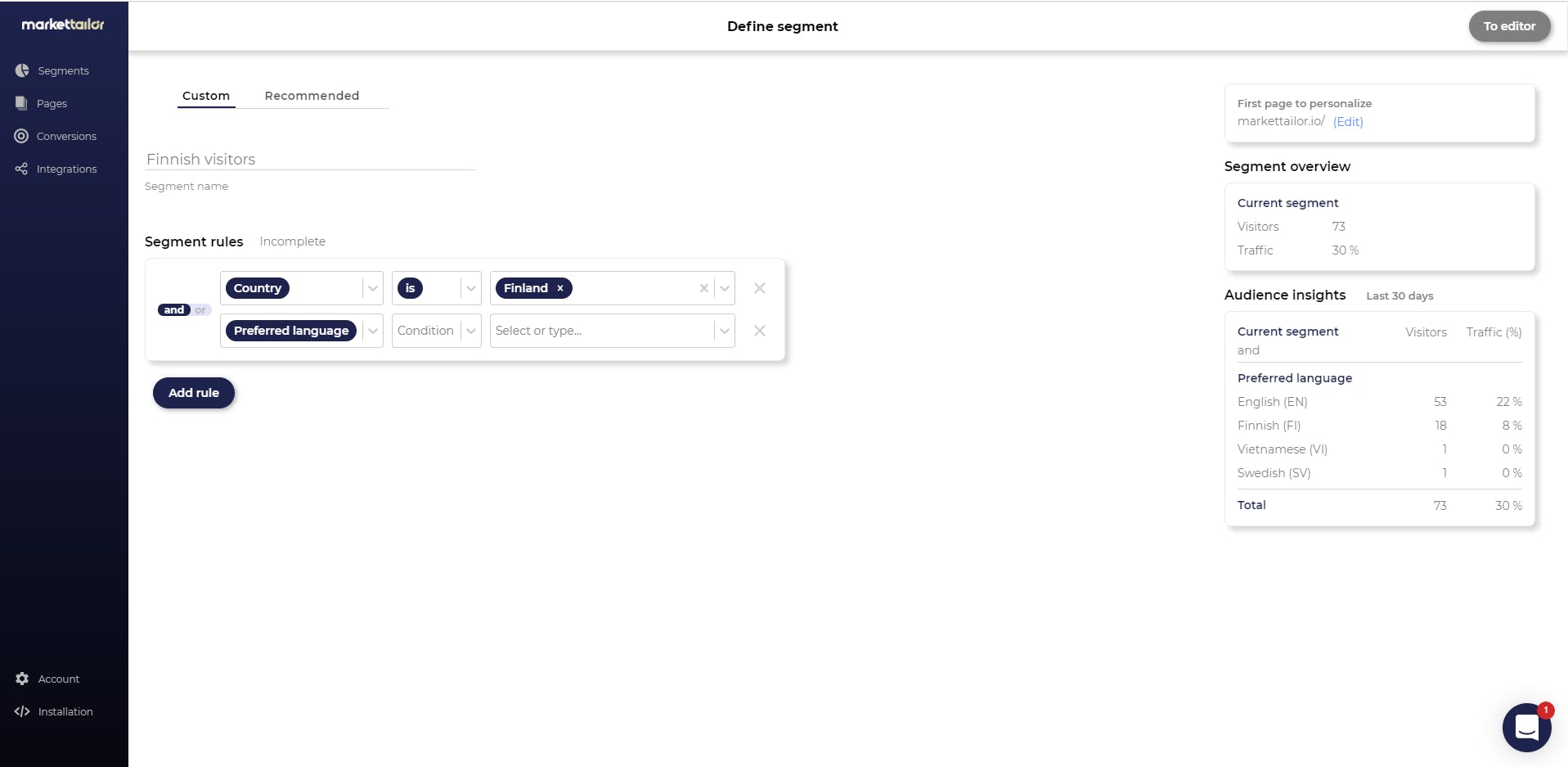 Markettailor Screenshot 2