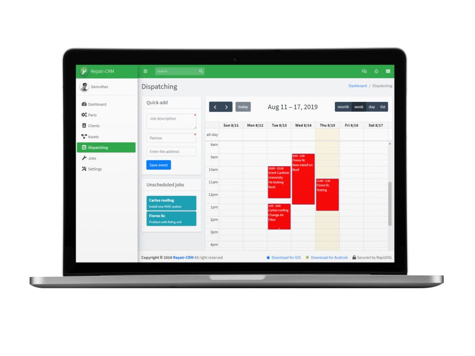 Repair-CRM Screenshot 1