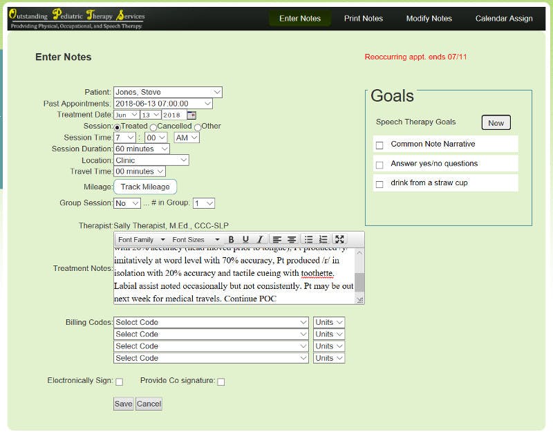 eTherapyDocs Screenshot 1