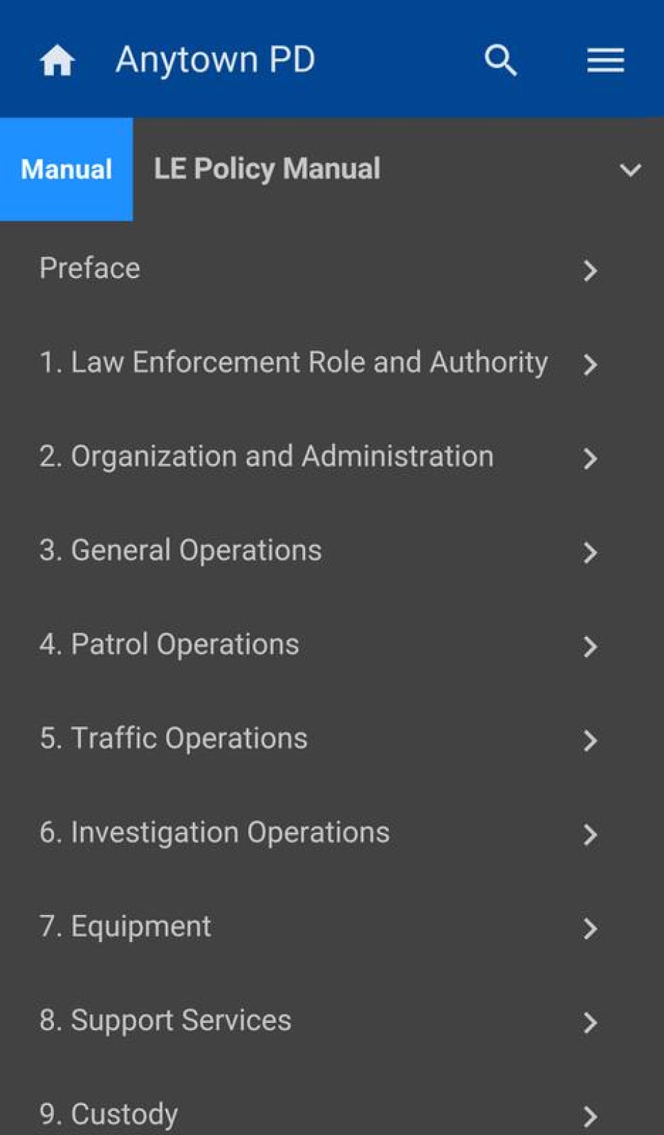 Lexipol Knowledge Management System (KMS) Screenshot 2