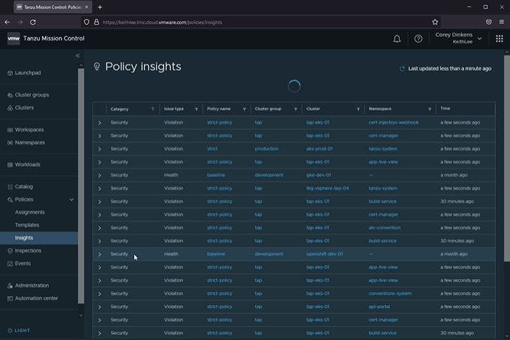 VMware Tanzu Mission Control Screenshot 1