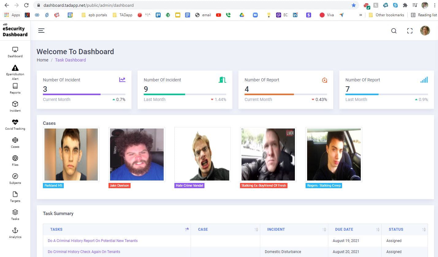 eSecurity Dashboard Screenshot 1