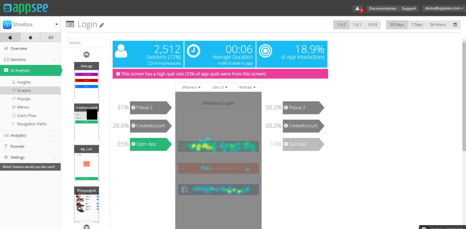 Appsee Mobile Analytics Screenshot 3