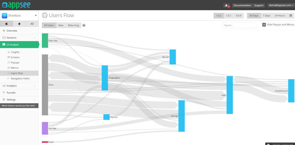 Appsee Mobile Analytics Screenshot 5