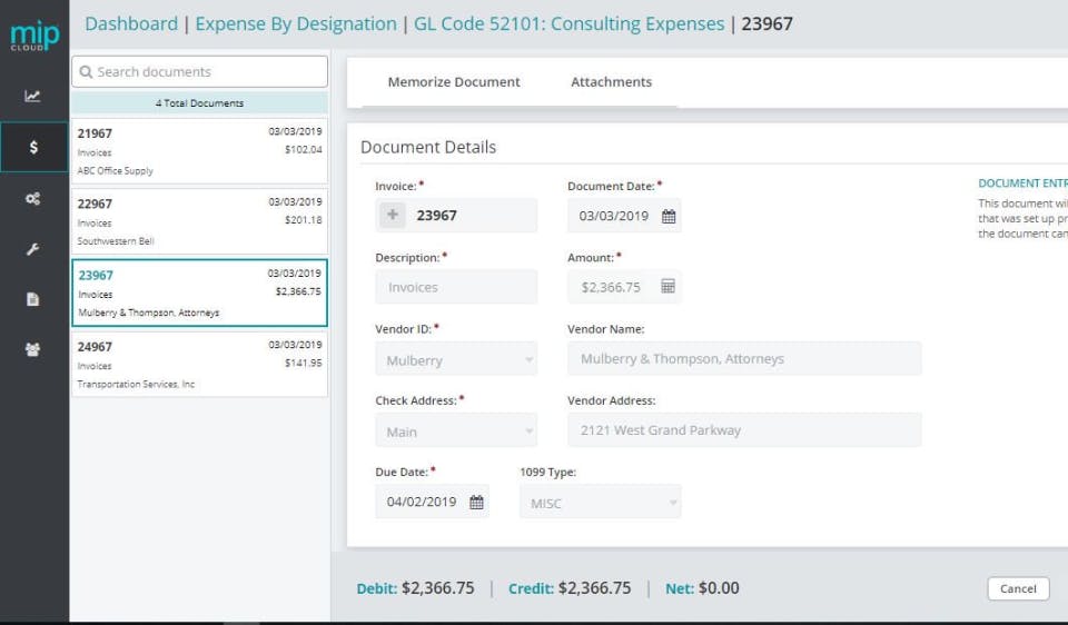 MIP Fund Accounting Screenshot 3