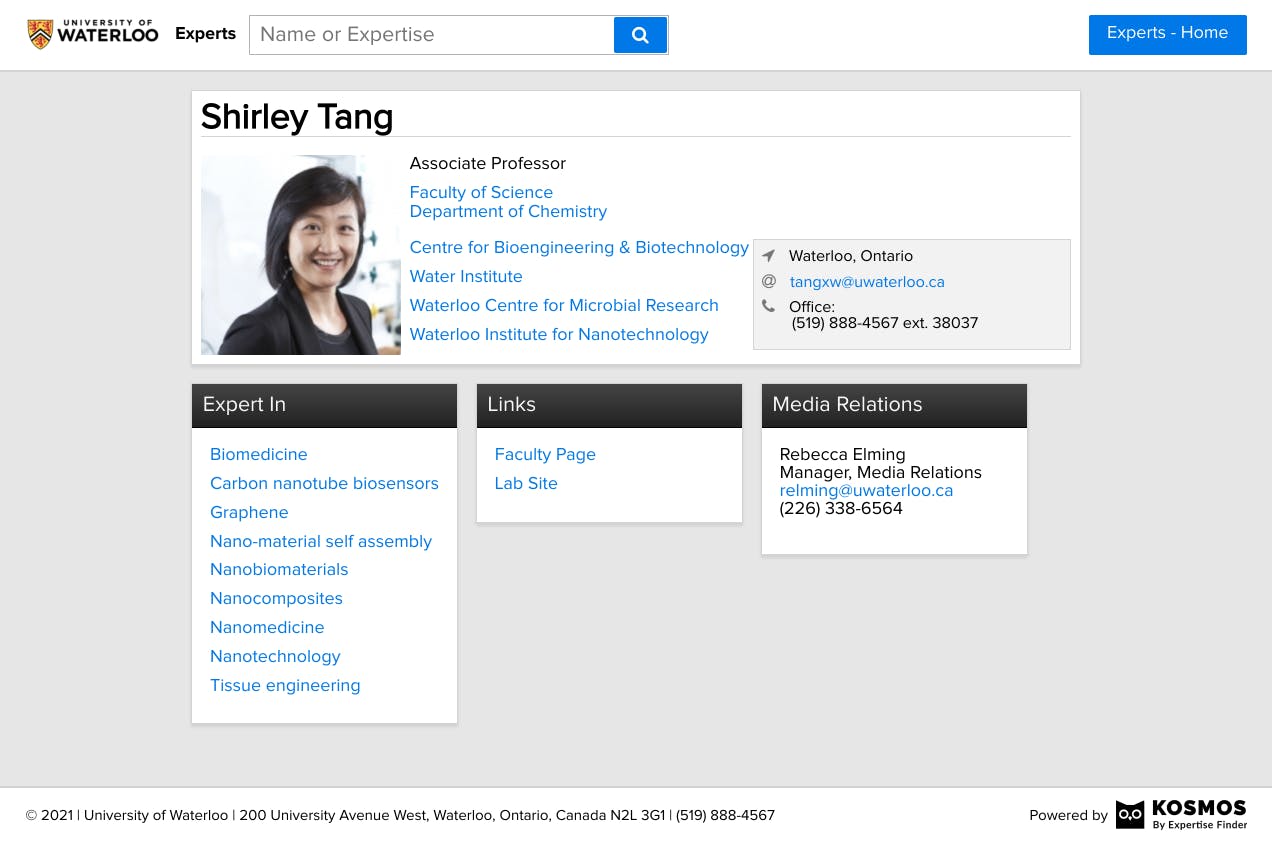 Kosmos Faculty Expert Directories Screenshot 2