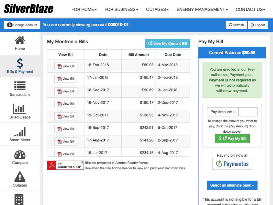 SilverBlaze Customer Portal Screenshot 1
