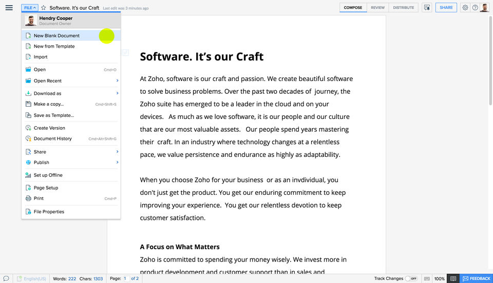 Zoho Writer Screenshot 2
