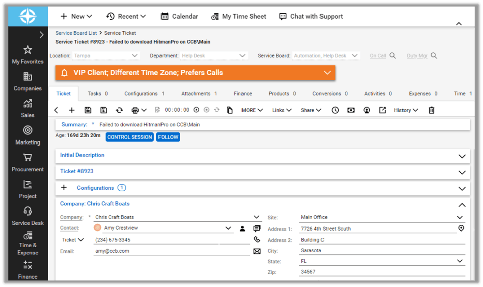 ConnectWise PSA Screenshot 1