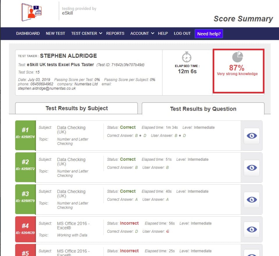 eSkill UK Tests Screenshot 4