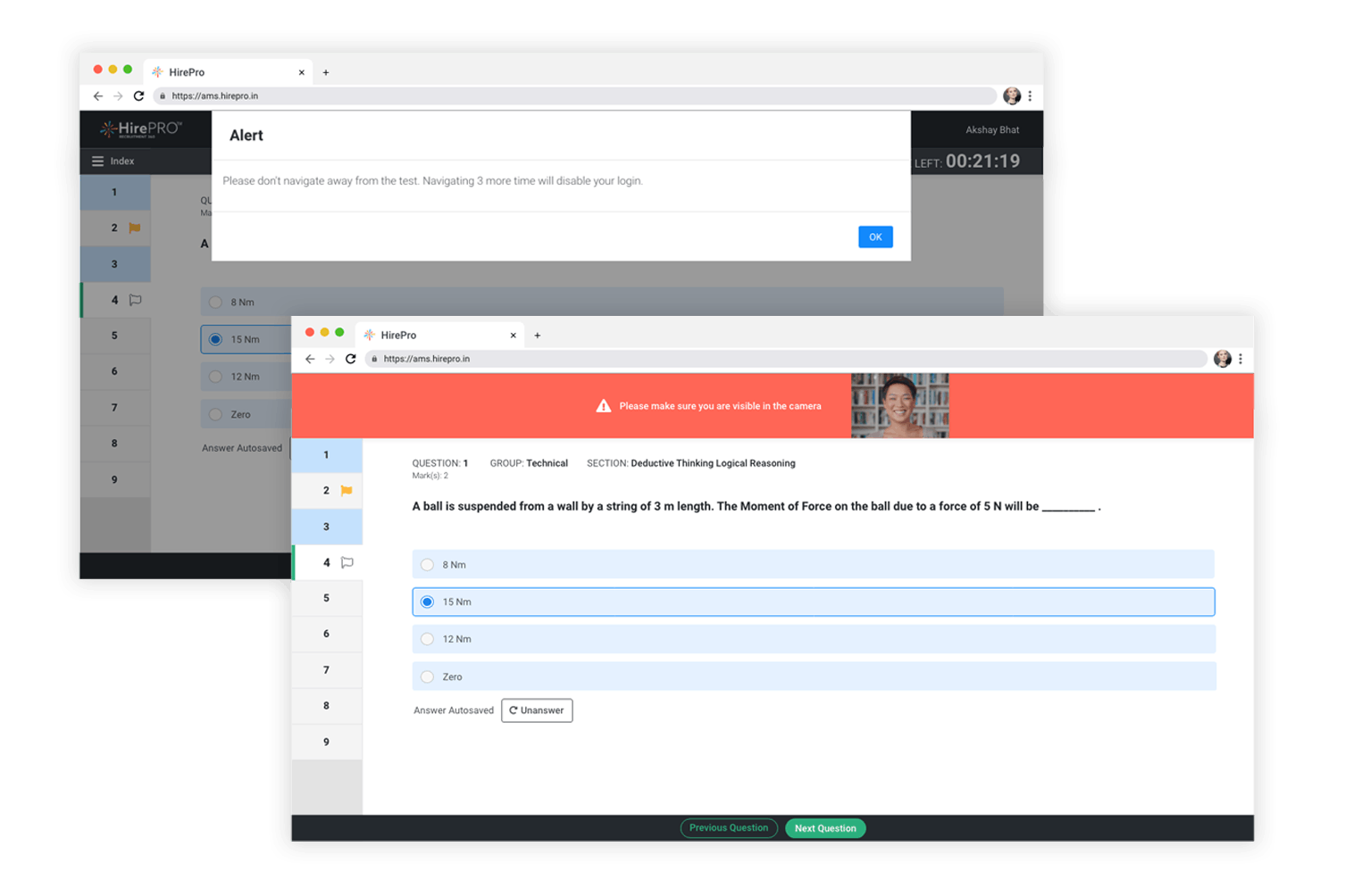 HirePro Proctoring Screenshot 1