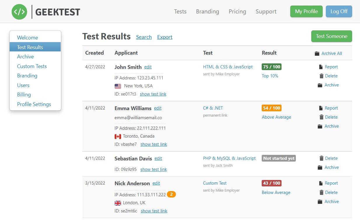 Geektest Screenshot 2
