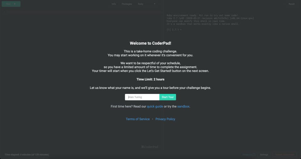 CoderPad Screenshot 1