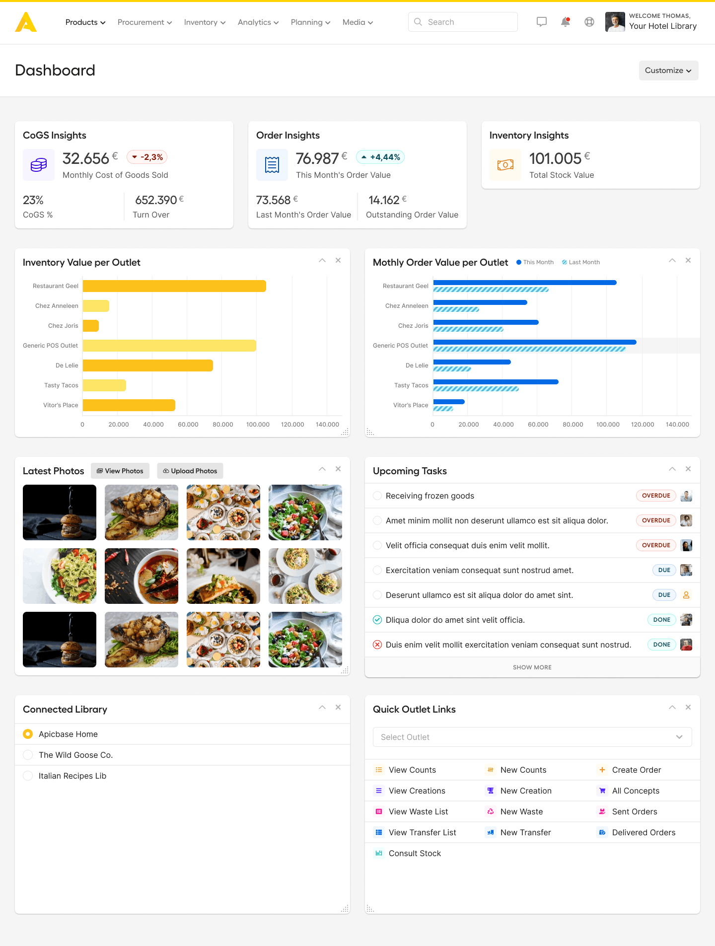 Apicbase Restaurant Management Screenshot 1