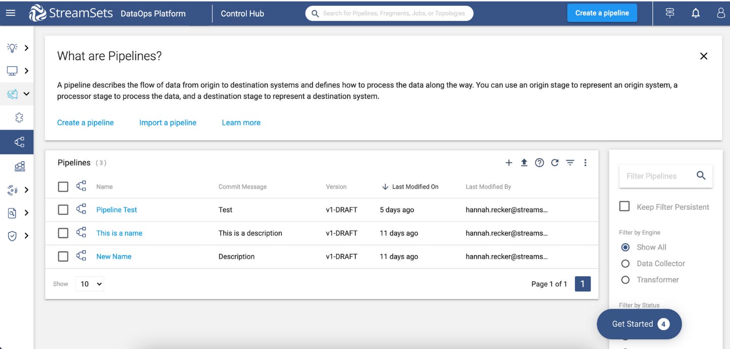 StreamSets DataOps Platform Screenshot 2