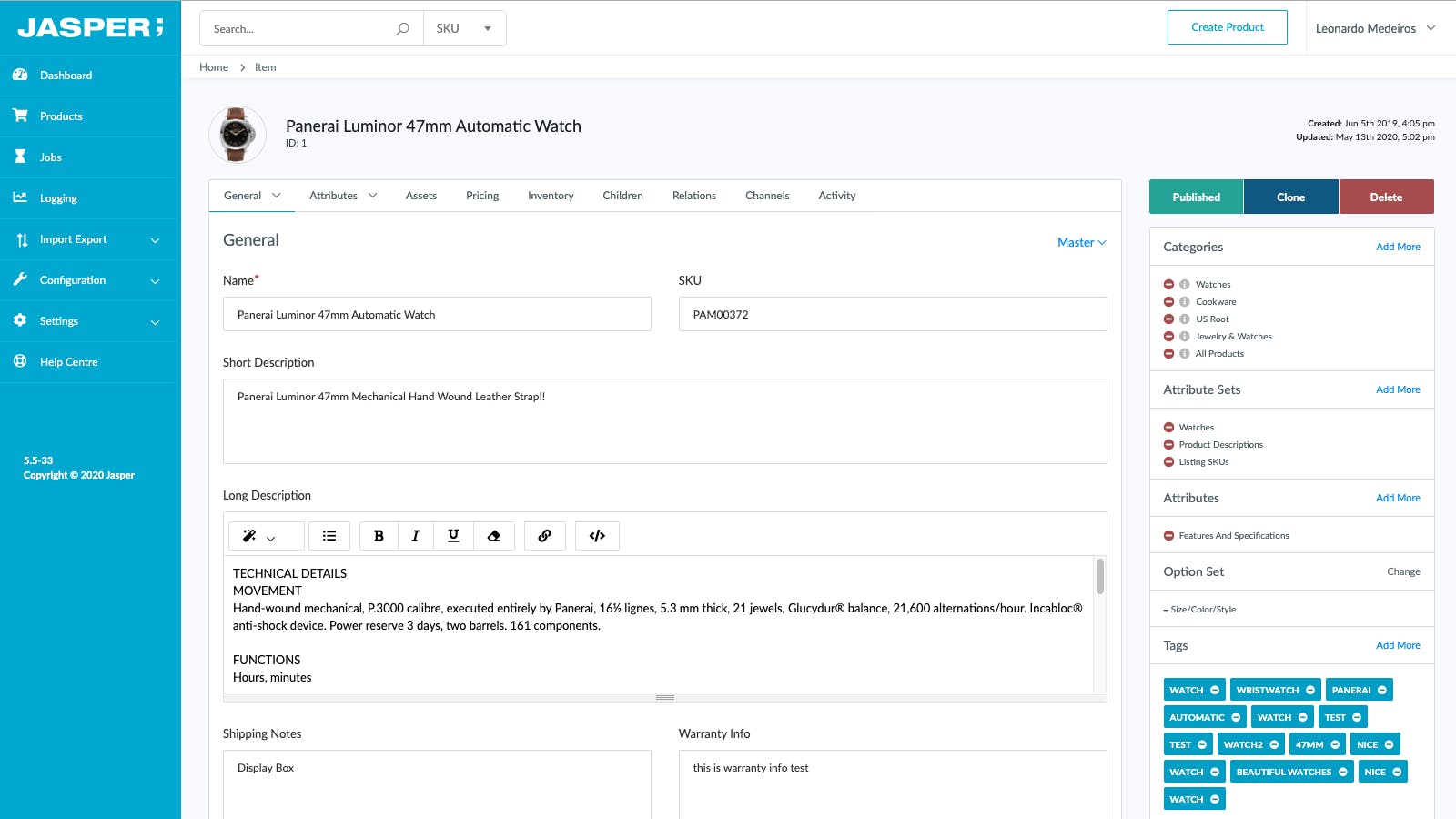 Jasper PIM Screenshot 3