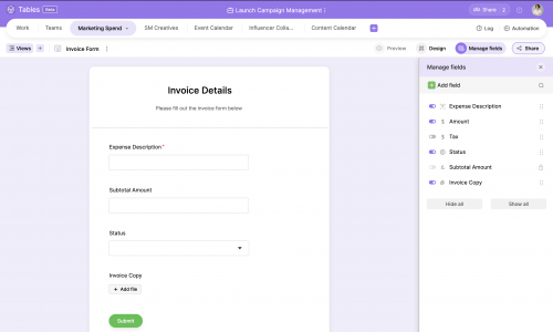 Zoho Tables Screenshot 3
