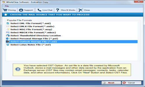 WholeClear OST to PST Converter Screenshot 1