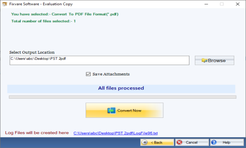 FixVare PST to PDF Converter Screenshot 4