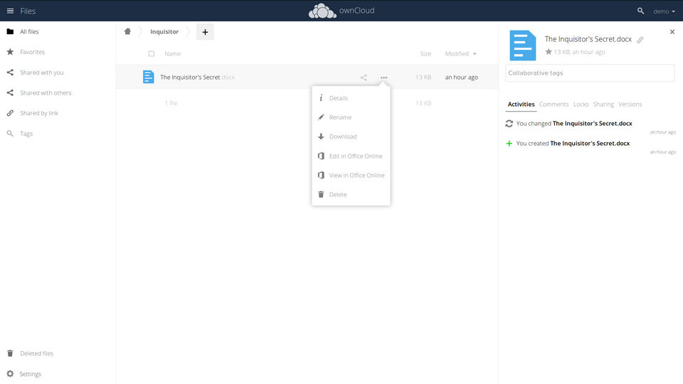 ownCloud Screenshot 1