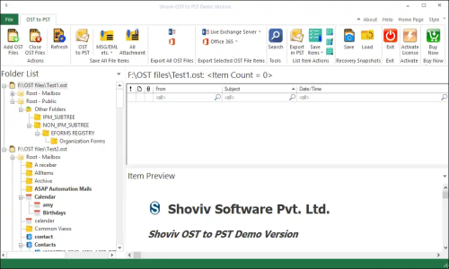 Shoviv OST to PST Converter Tool Screenshot 1