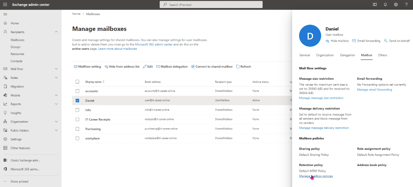 Microsoft Exchange Online Archiving Screenshot 9