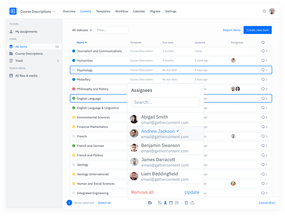 GatherContent Screenshot 1
