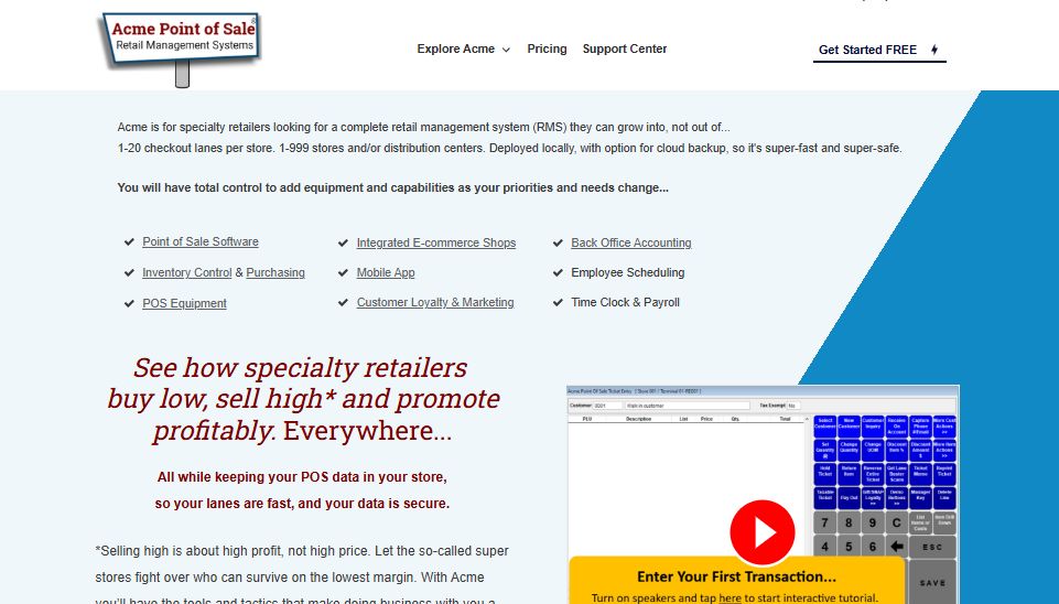 Acme Point of Sale Software Screenshot 1