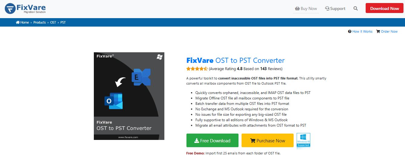 FixVare OST to PST Converter Screenshot 1
