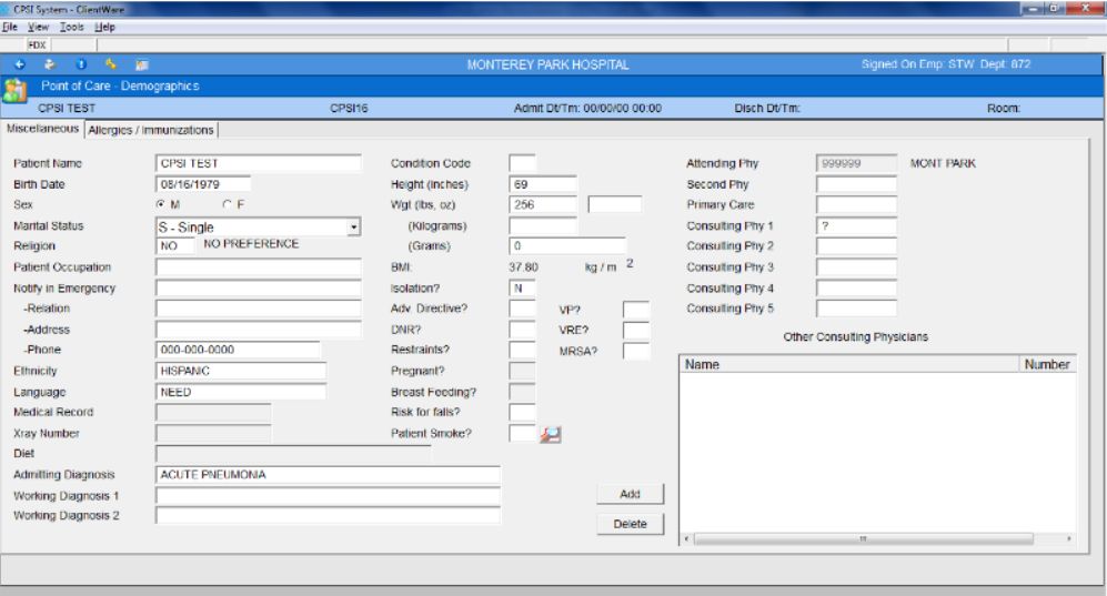 CPSI EHR Software Screenshot 3