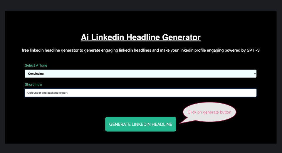 Linkedin Headline Generator Screenshot 2