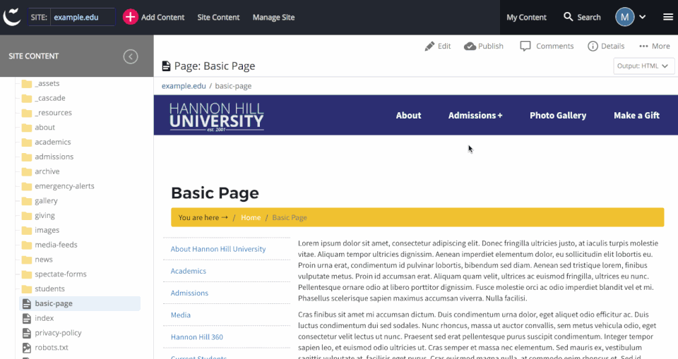 Cascade CMS Screenshot 2