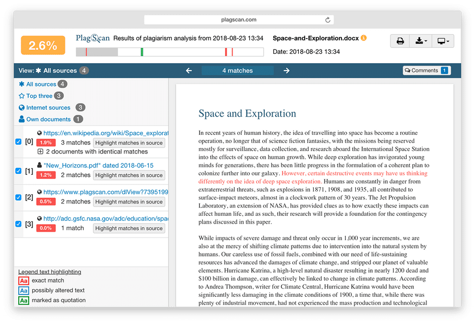 Plagscan Screenshot 1