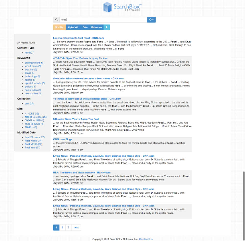 SearchBlox Search Screenshot 2