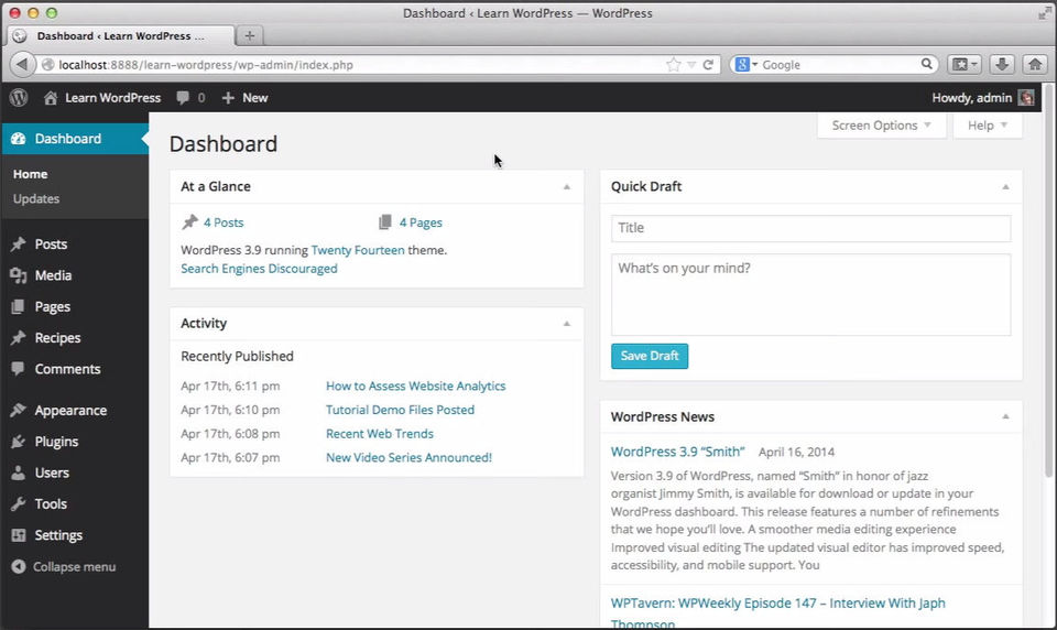 WordPress Screenshot 1